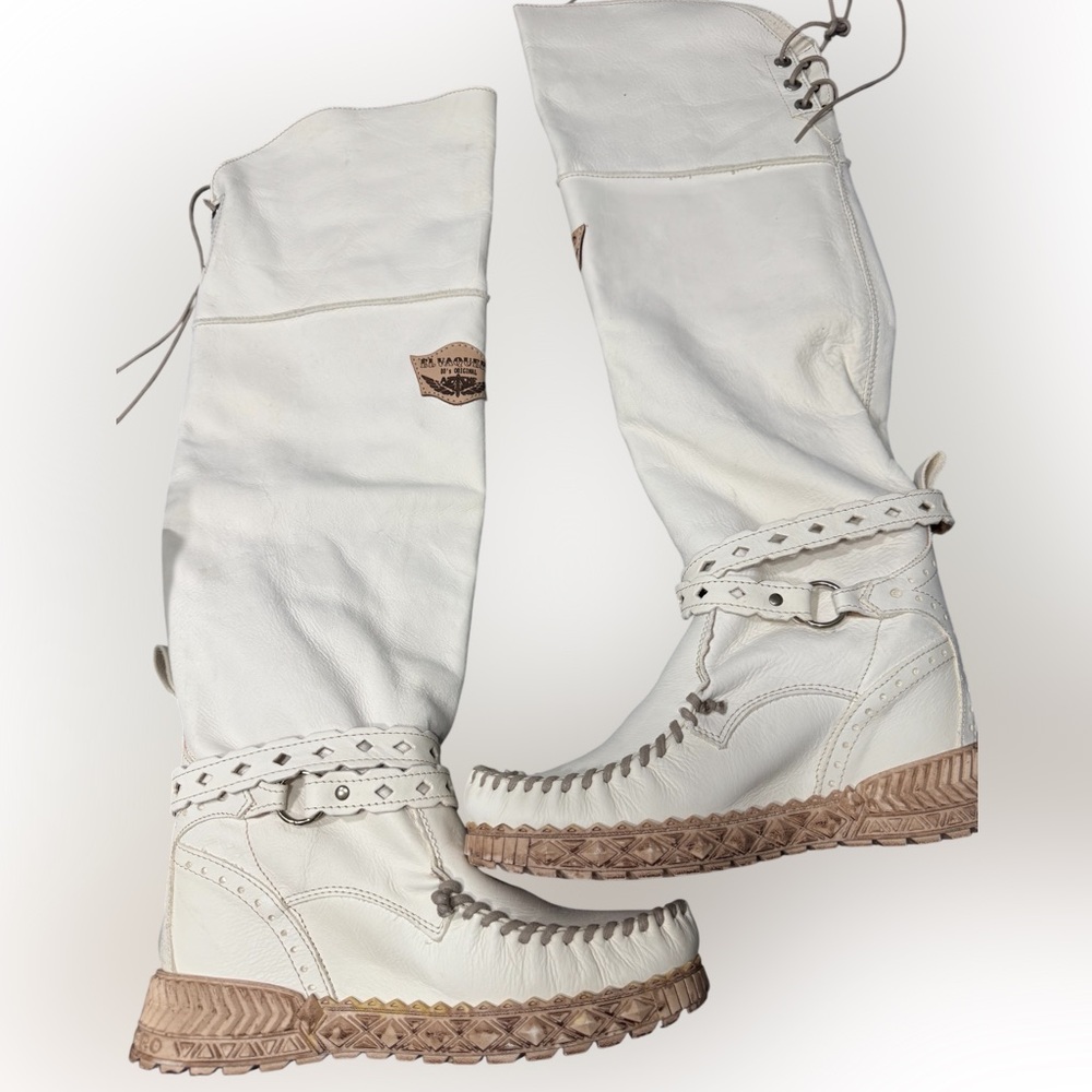 El Vaquero Italy Artemide Camel Blanche Wedge Moccasin Boots Size 40 NIB - Picture 7 of 16